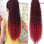 Głębokie Kręcone Kucyk na Klipsie 60 cm – Styl7 (Burgund z Czerwonym Ombre)