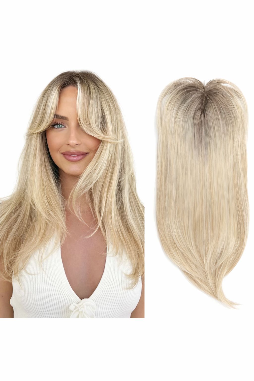 dd919d97-ee13-4a61-b771-50ca11b45cf3 Topper do włosów – 55,88 cm | Jasny Blond z Naturalnym Przejściem - obrazek 1