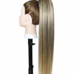 Doczepiany kucyk prosty na klamrze (krabie) ombre brąz–blond 60–65 cm | bioprotein