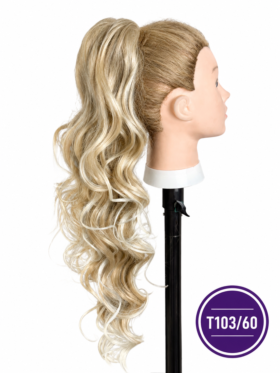 831ADEF8-814E-4D44-88B0-0A25330F7C12 Kucyk kręcony na siatce #T103/60 – Chłodny Beżowy Blond z Jasnymi Pasemkami - obrazek 1