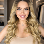 Peruka premium – blond z ciemną nasadą, fale 40–45 cm, siatka z przodu DANA NTF8/24Y|613X