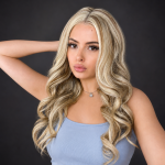 Peruka premium – blond z karmelowymi refleksami, fale 40–45 cm ROSE P12/16/613