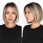 Premium Peruka beżowy blond z ciemniejszym odrostem 20–25 cm Elza 15